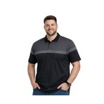 BattalModa Erkek Büyük Beden Melanj Siyah Polo Yaka Kısa Kollu Band Tişört 3XL-4XL-5XL-6XL