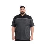 BattalModa Erkek Büyük Beden Melanj Siyah Polo Yaka Kısa Kollu Block Tişört 5XL-6XL-7XL-8XL