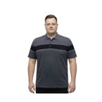 BattalModa Erkek Büyük Beden Melanj Siyah Polo Yaka Kısa Kollu Çizgili Tişört 3XL-4XL-5XL-6XL