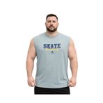 BattalModa Erkek Büyük Beden Prada Mavisi Sıfır Kol Skate Tişört 3XL-4XL-5XL-6XL