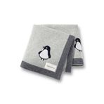 Battani.Co Kız Ve Erkek Bebek Için Triko Örgü Bebek Battaniyesi 85cm X85cm Açık Gri Penguş