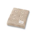 Battani.Co Kız Ve Erkek Bebek Için Triko Örgü Bebek Battaniyesi 85cm X85cm Basic Kalpler Bej