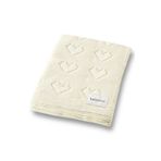 Battani.Co Kız Ve Erkek Bebek Için Triko Örgü Bebek Battaniyesi 85cm X85cm Basic Kalpler Ekru