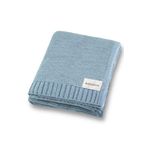 Battani.Co Kız Ve Erkek Bebek Için Triko Örgü Bebek Battaniyesi 85cm X85cm Basics Bebe Mavi