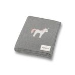 Battani.Co Kız Ve Erkek Bebek Için Triko Örgü Bebek Battaniyesi 85cm X85cm Unicorn Gri