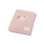 Battani.Co Kız Ve Erkek Bebek Için Triko Örgü Bebek Battaniyesi 85cm X85cm Unicorn Pembe