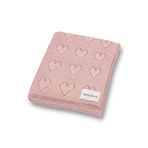 Battani.Co Kız Ve Erkek Bebek Için Triko Örgü Bebek Battaniyesi 90cm X110cm Basic Kalpler Pembe