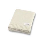Battani.Co Kız Ve Erkek Bebek Için Triko Örgü Bebek Battaniyesi 90cm X110cm Basics Ekru