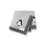 Battani.Co Kız Ve Erkek Bebek Için Triko Örgü Bebek Battaniyesi Gri Penguen 90cm X110cm