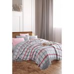 Battaniye Pamuklu Çift Kişilik Warm Soft Gri-Kırmızı