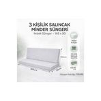 batu tekstil 165x50 cm Bahçe Salıncağı Yedek Minder Süngeri 22 Dens Gri (2 Parça) – Oturma + Sırt