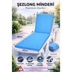 Batu Tekstil Premium Şezlong Minderi–fermuarlı, Su Geçirmez Kumaş, Güneşe Dayanıklı Bahçe & Havuz Şezlong Minderi - Mavi