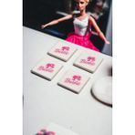 Baum Atelier Barbie Temalı Doğal Taş Traverten Bardak Altlığı 4 Lü Set