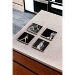 Baum Atelier Freddie Mercury, 80 Ler Rock Grup Doğal Taş Traverten Bardak Altlığı 4 Lü Set
