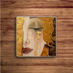 Baum Atelier Gustav Klimt Tabloları Baskılı Doğal Taş Traverten Bardak Altlığı 4 Lü Set