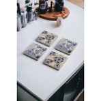Baum Atelier Kintsugi Sanatı, Kintsukuroi Art Temalı Doğal Taş Traverten Bardak Altlığı 4 Lü Set