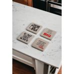 Baum Atelier Motivasyon Motto Temalı Doğal Taş Traverten Bardak Altlığı 4 Lü Set