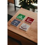Baum Atelier Renki Yılbaşı Temalı Yeni Yıl Hediyesi Doğal Taş Traverten Bardak Altlığı 4 Lü Set