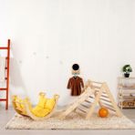 Baumfee Montessori Tırmanma Seti, Pikler Seti, Tırmanma Üçgeni ,montessori Tırmanma Seti (Üçgen - Kemer - Merdiven Rampa - Beyaz - Naturel