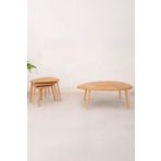 BAUPOR Asimetrik Masif Doğal Ahşap Orta Sehpa ve 2'li/3'lü Zigon Sehpa Set, Modern Masif Yan ve Orta Sehpa