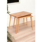 BAUPOR Dikdörtgen Masif Doğal Tekli, 2'li, 3'lü Zigon Sehpa Set, Modern Masif Yan Sehpa