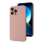 bause iPhone 12 Pro Max uyumlu Kamera Korumalı, Mikrofiber Astarlı, Sıvı Silikon Kılıf (Kum Pembe)