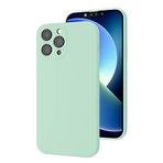 Bause İphone 12 Pro Max Uyumlu Kamera Korumalı, Mikrofiber Astarlı, Sıvı Silikon Kılıf-nane Yeşili