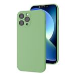 bause iPhone 12 Pro Max uyumlu Kamera Korumalı, Mikrofiber Astarlı, Sıvı Silikon Kılıf (Pastel Yeşil)