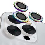 bause iPhone 12 Pro Max uyumlu Taşlı Tasarımlı Kamera Lens Temperli Koruyucu 3'lü (iPhone 12 Pro Max, Gökkuşağı)