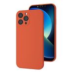 Bause İphone 12 Uyumlu Kamera Korumalı, Mikrofiber Astarlı, Sıvı Silikon Kılıf-koyu Turuncu