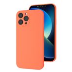 Bause İphone 12 Uyumlu Kamera Korumalı, Mikrofiber Astarlı, Sıvı Silikon Kılıf-turuncu