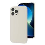 Bause İphone 13 Pro Uyumlu Kamera Korumalı, Mikrofiber Astarlı, Sıvı Silikon Kılıf-bej