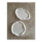 Bautinq Store Bulut Görünümlü Yuvarlak Ve Oval 2li Dekoratif Tabak / Beton Tepsi