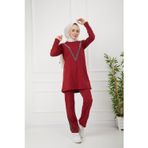 Bav Butik Ayvitrin V Yaka Tesettür Ikili Takım Bordo