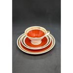 Bavaria Vbe Gehren Doğu Almanya Cmhuriyeti Vintage Çay Fincanı 3 Parça 210 ml - Altın - Kırmızı