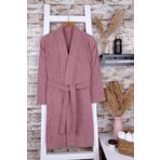 Baveno %100 Pamuk Gül Kurusu Kadın Kimono Bornoz L/XL