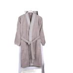 Baveno %100 Pamuk Jakarlı Gri Kimono Bornoz BEJ M