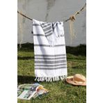 Baveno %100 Pamuklu 100x180 Peştemal Plaj Havlusu Jakarlı SİYAH
