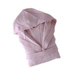 Baveno %100 Pamuklu Kapşonlu Pike Bornoz PEMBE 2XL