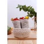 Baveno Çok Amaçlı Örgü Sepeti ve 3 Adet 30X30 Havlu - 30 x 30 cm - Bej
