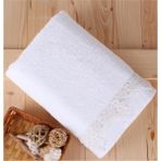 Baveno El Örmesi Dantelli 76 x 137 cm Bambu Havlu - 70 x 130 cm - Beyaz