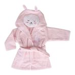 Baveno Pembe Pamuklu Kedi Desenli Çocuk Bornozu