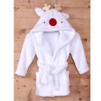 Baveno Renkli Polyester Beyaz Çocuk Kapüşonlu Bornoz