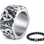 BAVIPOWER Viking Celtic Triquetra Paslanmaz Çelik Yüzük Erkek Kadın ABD Beden 7-13 Pagan Gizli Aksesuar, Metal, n