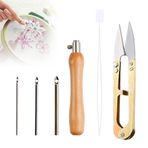 Bavooty Saplı zımba iğnesi, metal boru delme iğnesi, punch iğne kiti, ahşap nakış iğnesi, ahşap saplı nakış kalemi, nakış seti ayarlanabilir iplik zımba iğnesi, 2,5 mm, 3 mm, 5 mm