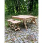Bavul Tipi Katlanabilir Ahşap 5 Ayaklı Piknik Masası 4 Tabureli. - 98X60X47