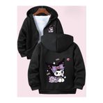 Baxia KıZ Çocuk BaskıLI Kapşonlu Hırka Sweatshirt FERMUARLI LACİVERT SİYAH RENK