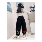 Baxia Kız Çocuk Siyah Gri Renk Standart Fit Beli Paçası Lastikli Jogger Eşofman Altı