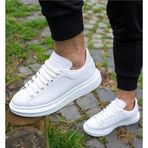 Bay Armedon Unisex Beyaz Sneaker Günlük Kalın Taban Spor Yürüyüş Ayakkabı 36