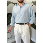 Bay Aygün Bayaygün 1050 Keten Uzun Kol Gömlek _buz Mavi - 2XL